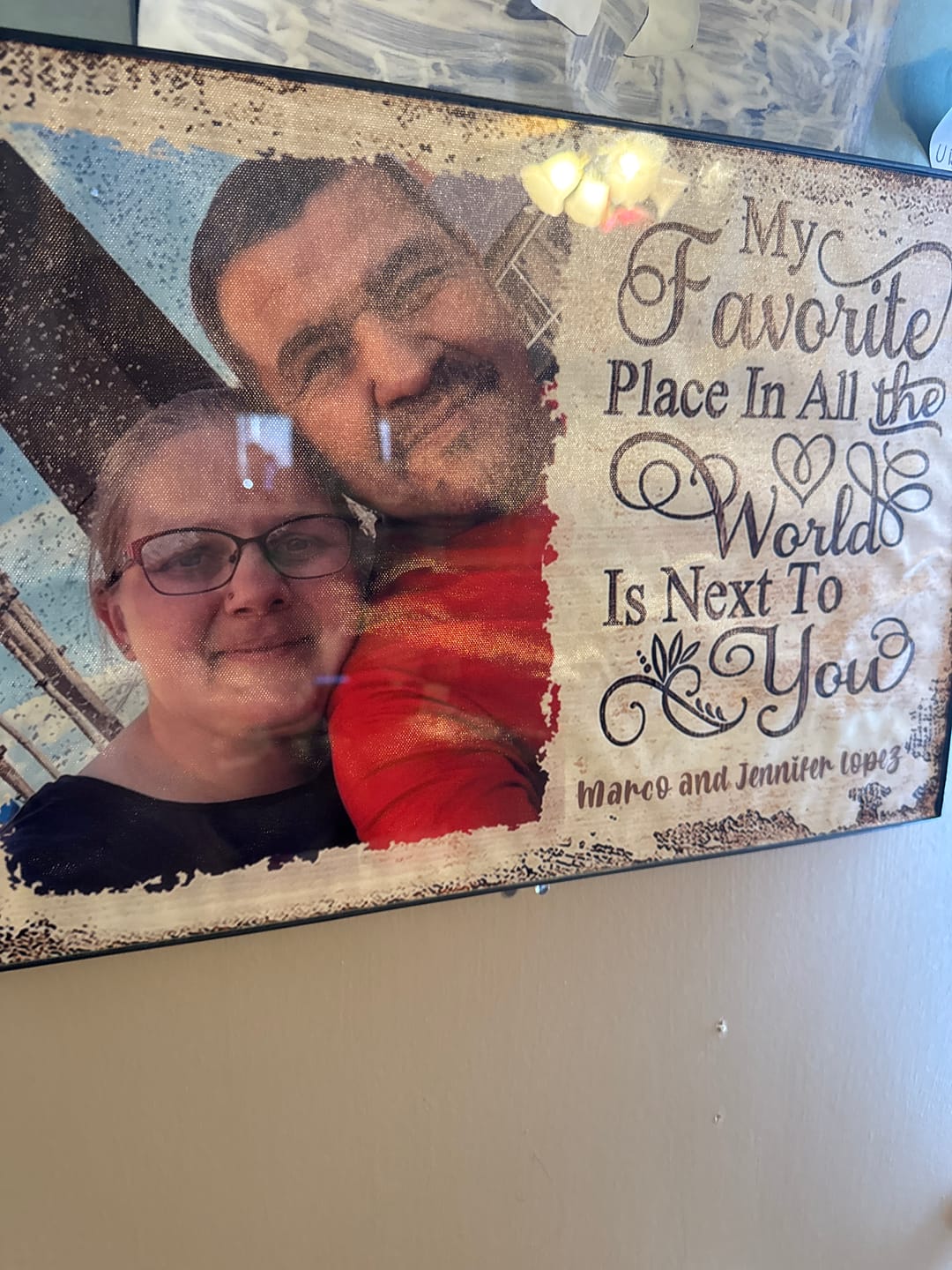Customer photo review of Next To You Is One Of My Favorite Places To Be - Upload Image - Personalized Horizontal Poster