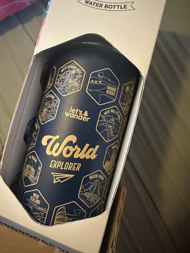 Customer photo review of Let's Wander™ World Explorer Water Bottle + Stickers