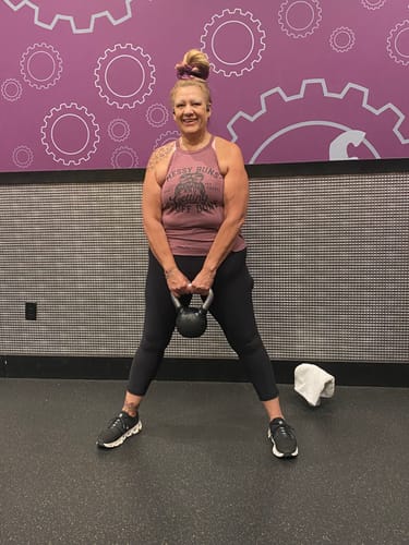 Customer photo review of Messy Bun Fitted Rocker Tank