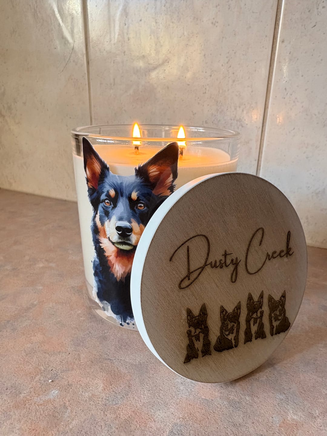 Customer photo review of Kelpie Dog Black Portrait Xlarge Candle