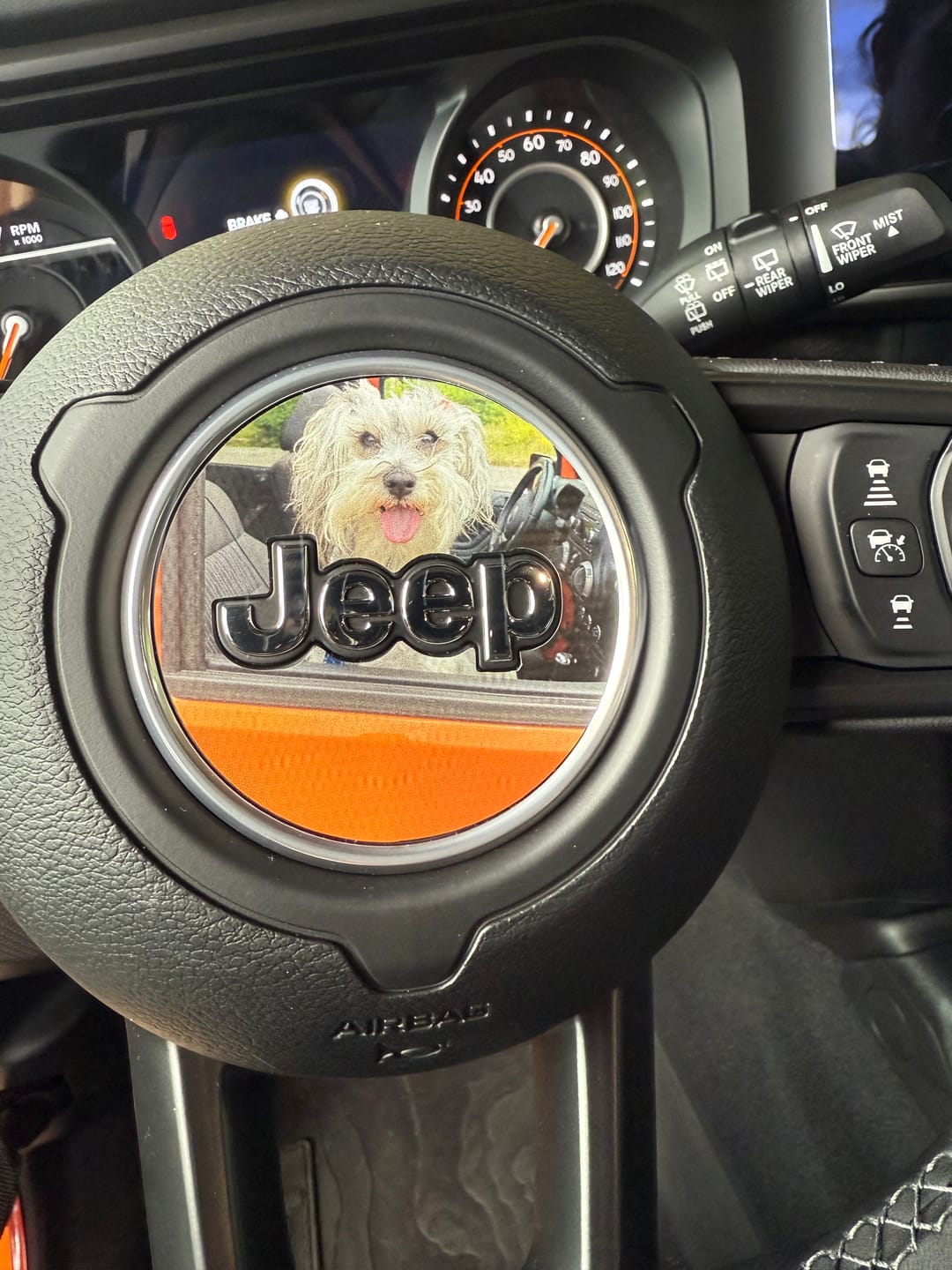 Customer photo review of Design Your Own Steering Wheel Decal for Jeep
