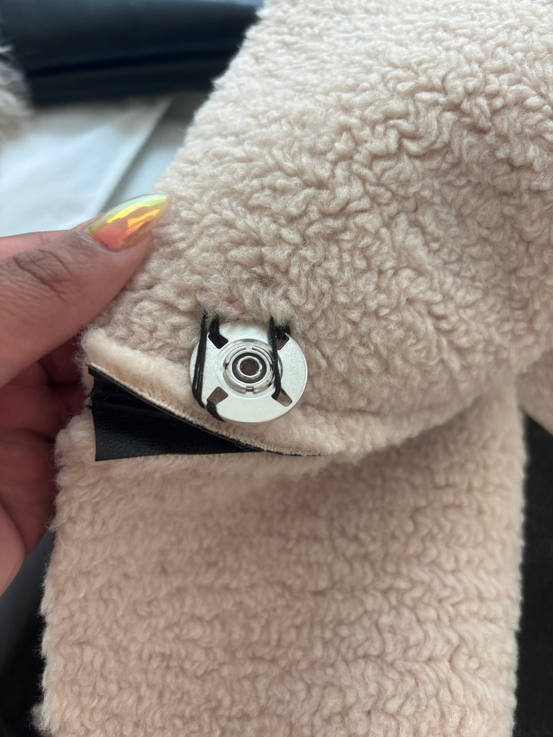 Customer photo review of FLUFFY-TRENCH-BLACK FAUX FUR JACKET
