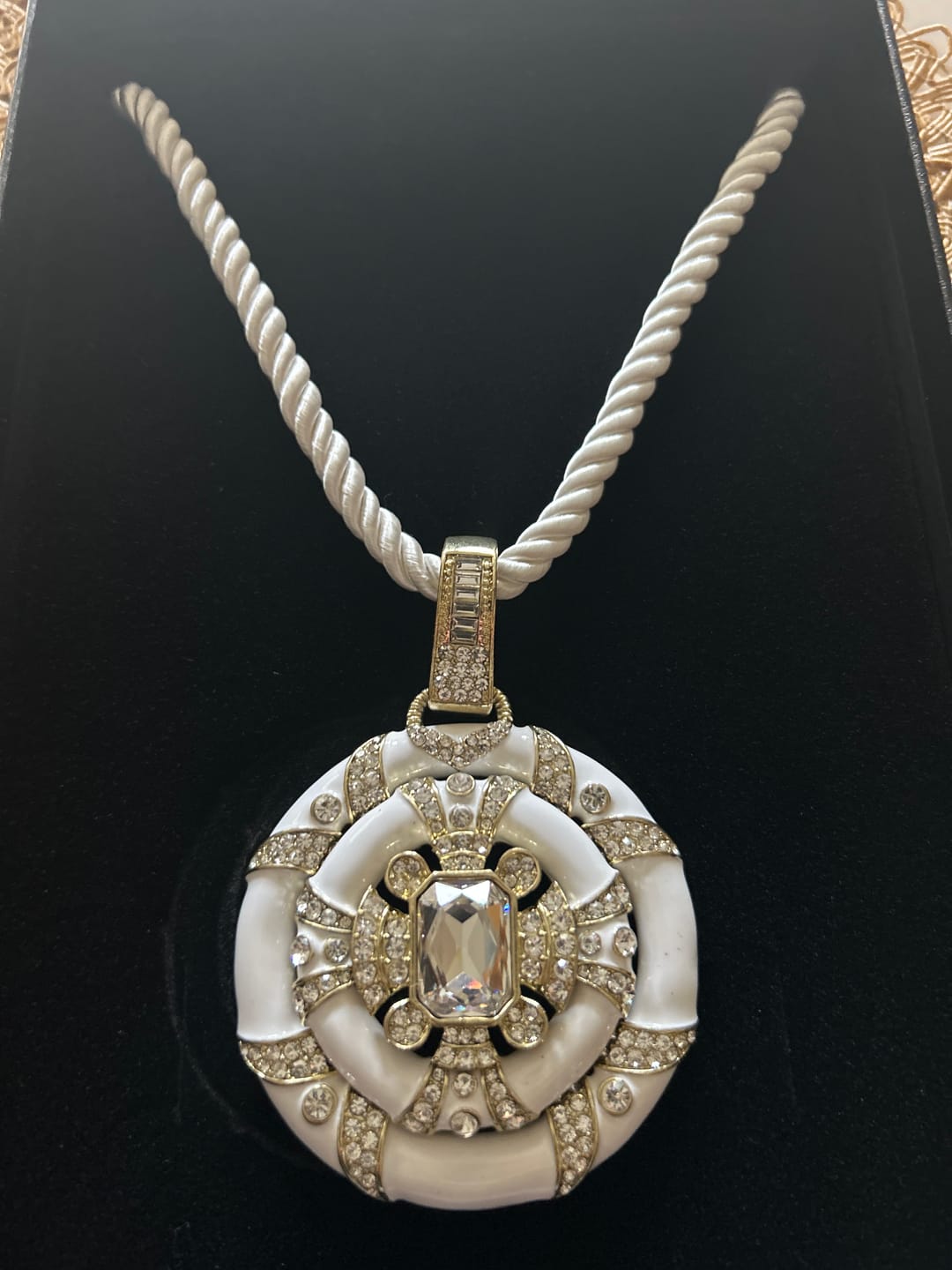 Customer photo review of HEIDI DAUS® "Newport Chic Grande" Crystal & Enamel Cord Enhancer Deco Necklace