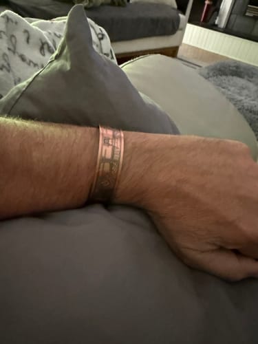 Customer photo review of MasonicMan Engraved Square and Compass Pure Copper Bracelet