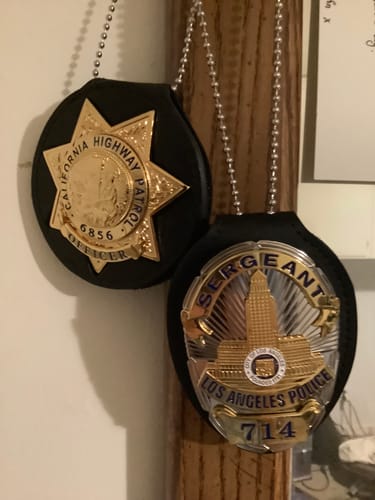 Customer photo review of LAPD Sergeant #714 Los Angeles Police Badge Solid Copper Replica Movie Props