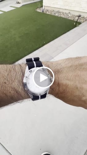 Customer video review of Black Nylon Watch Strap with White Stripe