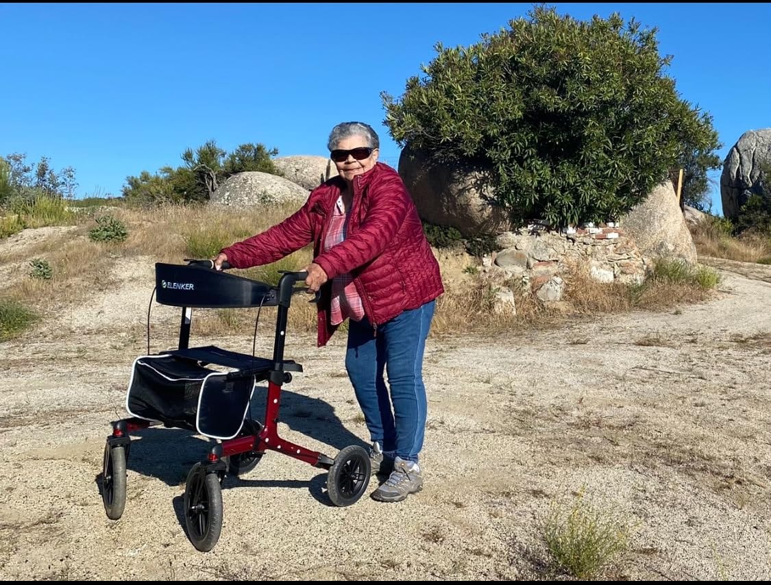 Customer photo review of KLD-9212 All Terrain Dual-Brake Rollator Walker 12" Wheels