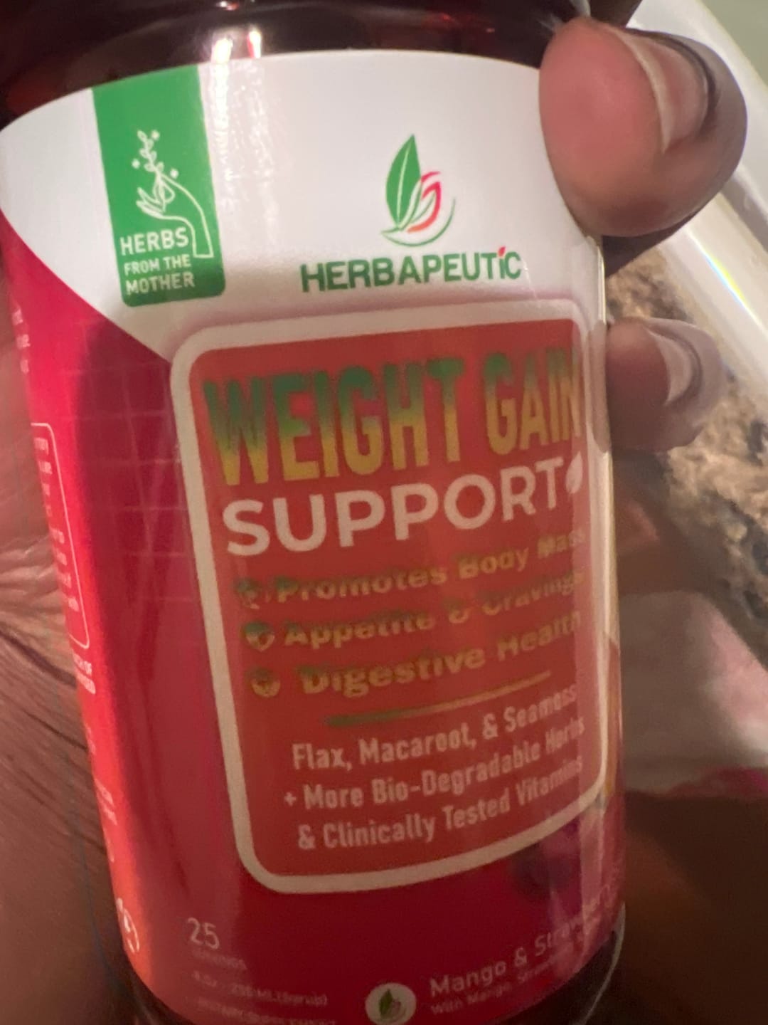 Customer photo review of Herbapeutic Weight Gain Syrup