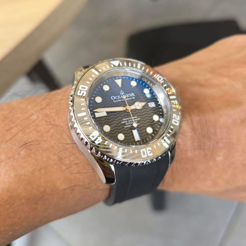 Customer photo review of Oceaneva 6000m Deep Marine Explorer VI Grade 5 Titanium Automatic Watch Blue Black Dial