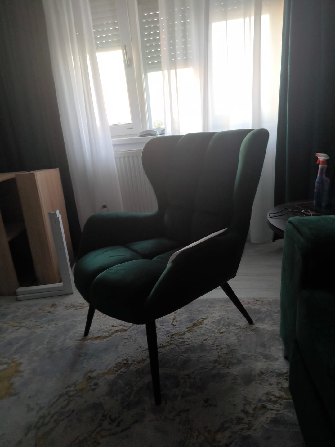 Customer photo review of Fotoliu TYRION, verde inchis/negru, stofa catifelata/metal, 75x86x91 cm