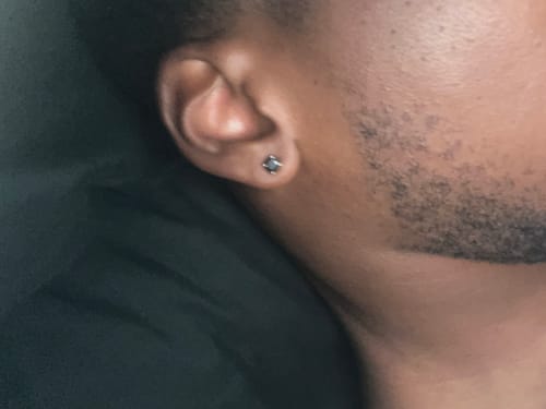 Customer photo review of Black Stone Studs | 5MM