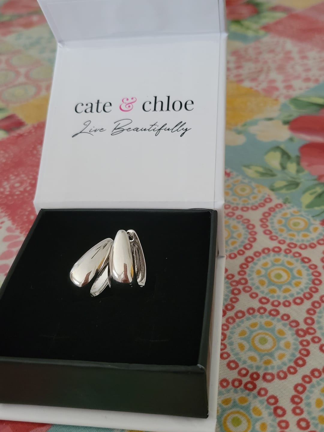 Customer photo review of Salma 18k White Gold Plated 15mm Chunky U-Shaped Hoop Earrings