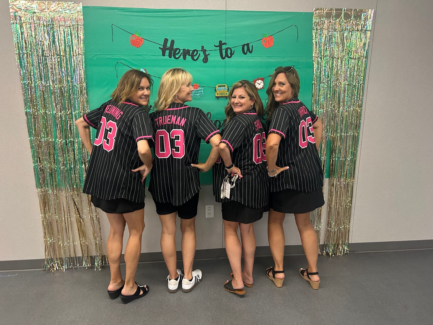 Customer photo review of Custom Black Pink-Light Gray Stripe Fashion Design Full Button Authentic Baseball Jersey