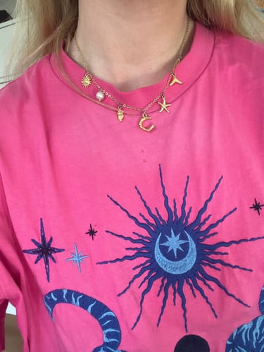 Customer photo review of GOLD OCEAN LETTER NECKLACE