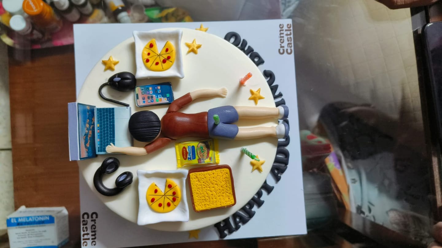 Customer photo review of Lazy Laptop Lover Custom Cake