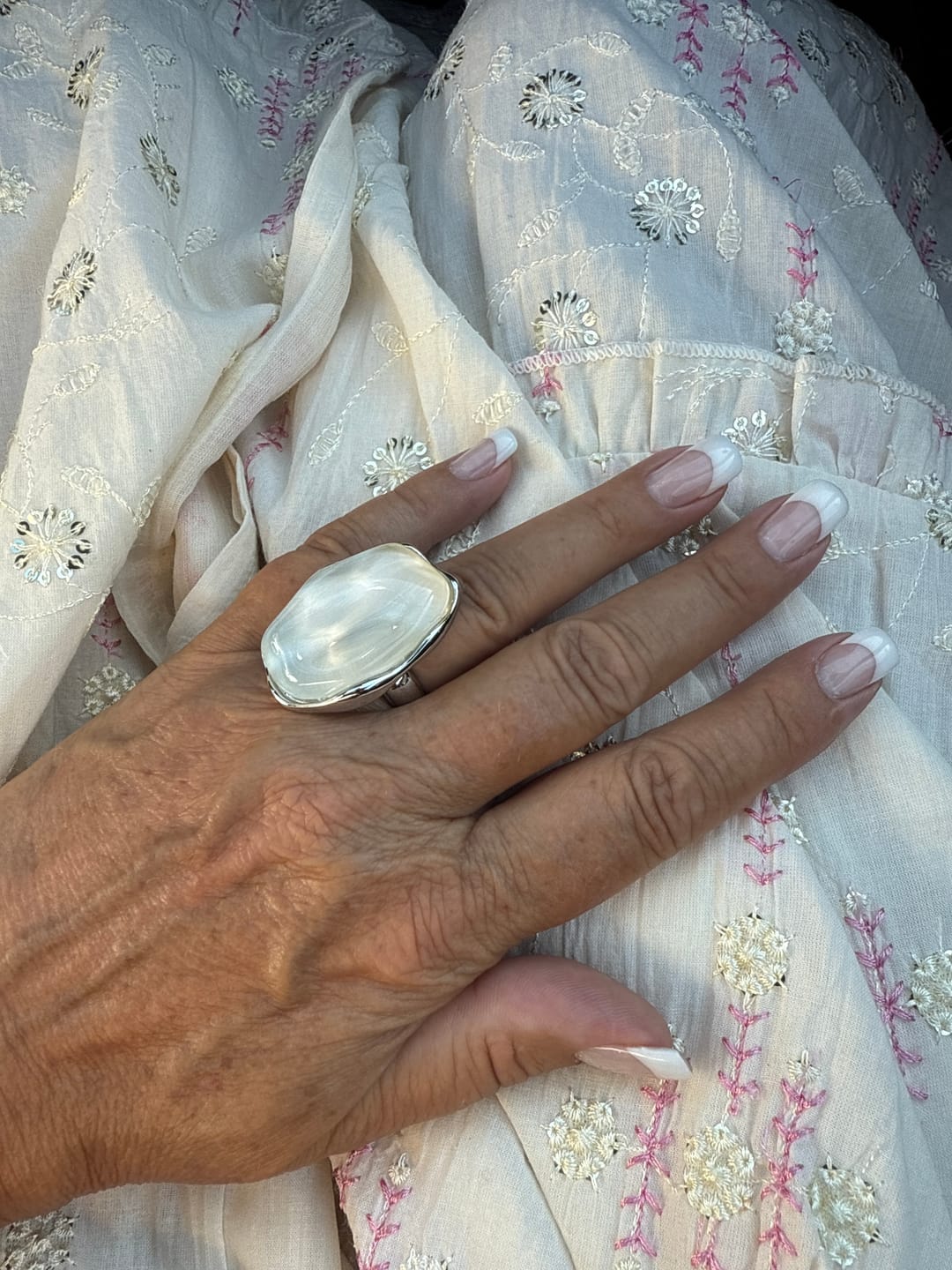 Customer photo review of LoveEcho Natural Stone Crystal Ring