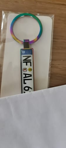 Customer photo review of Kennzeichen Schlüsselanhänger Mini Nummernschild Metall