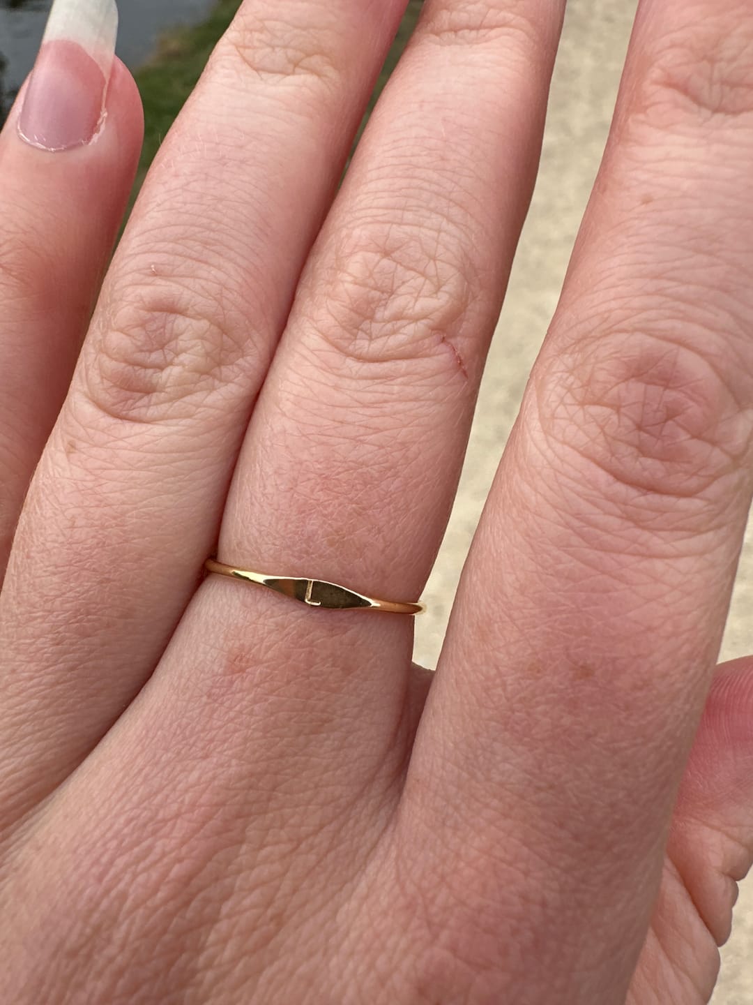 Customer photo review of 14K Gold Tiny Signet Ring