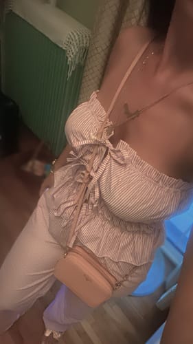Customer photo review of Σετ ριγέ κροπ τοπ και παντελόνι