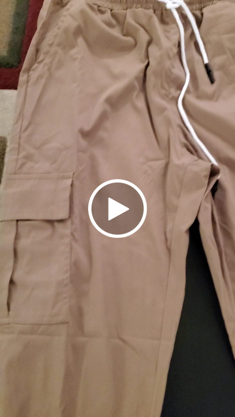 Customer video review of Men Drawstring Waist Carrot Pants
