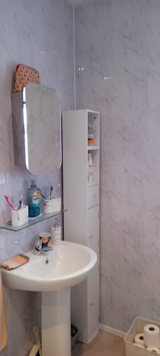 Customer photo review of 8mm Storm Grey Marble Bathroom Wall Panel 2.6M