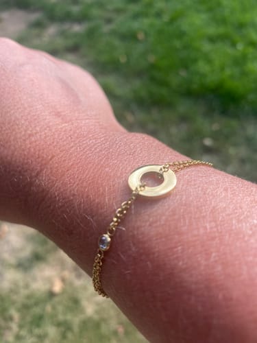 Customer photo review of Halo Disc Pendant With Stone