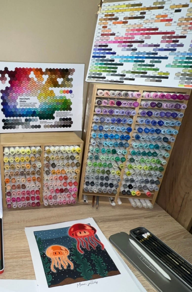 Customer photo review of Ohuhu Bamboo Marker Organizer (Europe Only)