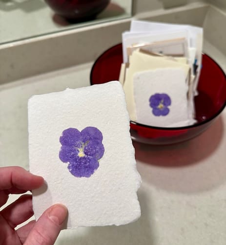 Customer photo review of real pansy imprint note card