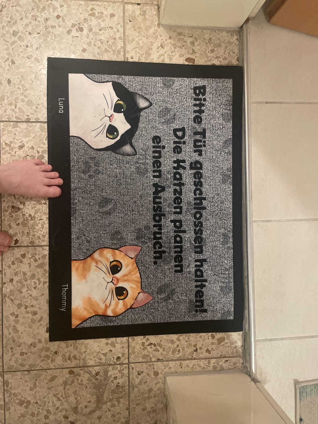 Customer photo review of Katzen planen einen Ausbruch - Individuelle Fußmatte