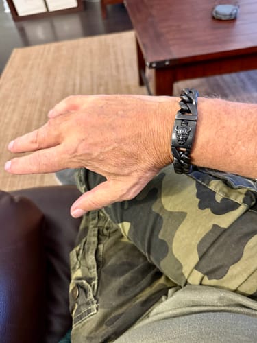 Customer photo review of Samurai Honor & Justice Cuban Link Bracelet: Helps Pair Veterans With A Service Dog Or Shelter Dog