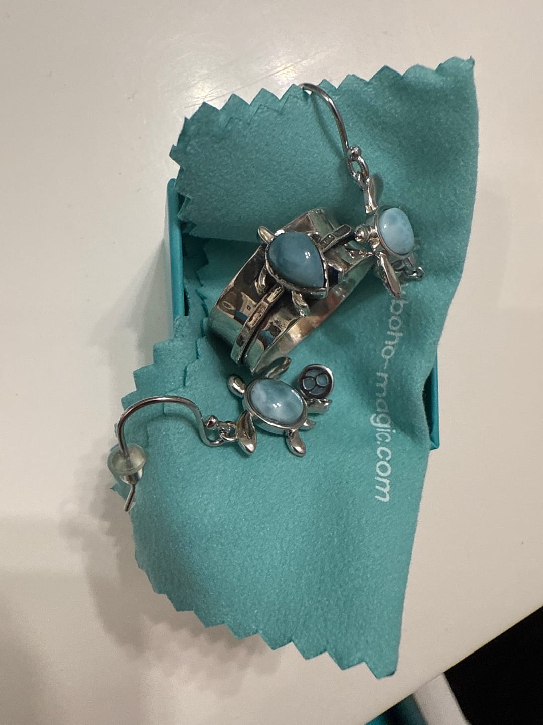 Customer photo review of Turtle Larimar Fidget Ring