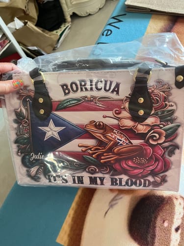 Customer photo review of Boricua It's in my blood - Personalized Leather Handbag BOR01B