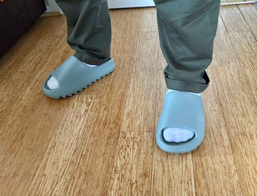 Customer photo review of Adidas Yeezy Slides 'Salt'