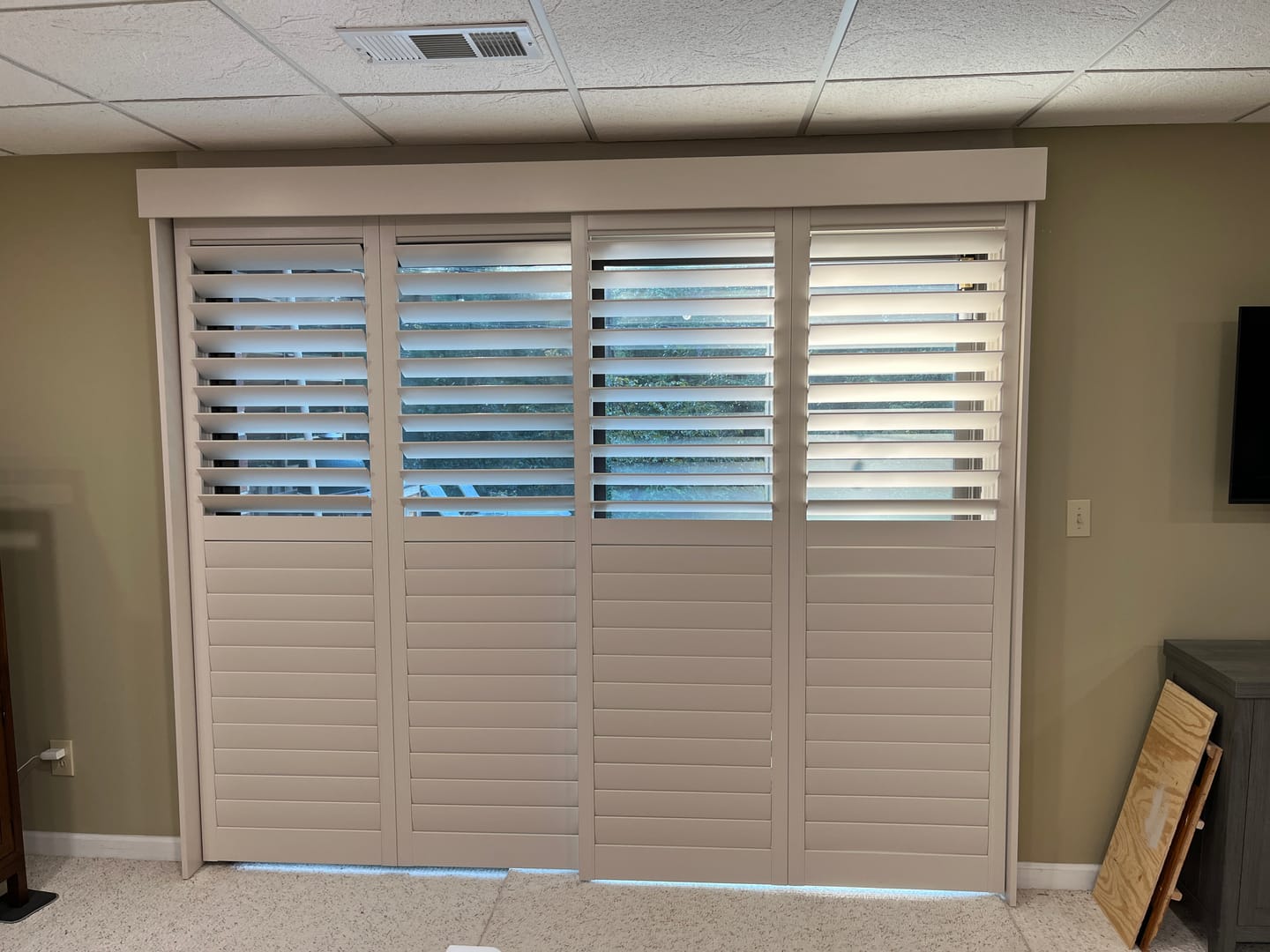 Customer photo review of Hybrid Wood Sliding Glass Door Plantation Shutter