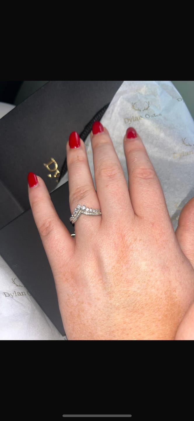 Customer photo review of Wishbone Jewel Ring in Silver