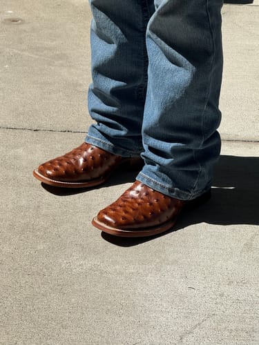 Customer photo review of Cowboy Boot Cognac Ostrich