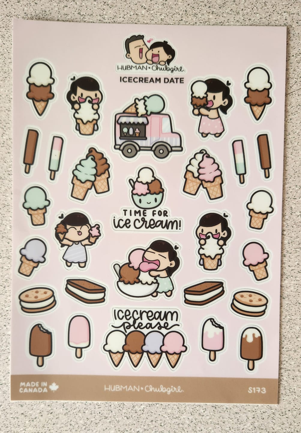 Customer photo review of Ice cream date Sticker Sheet