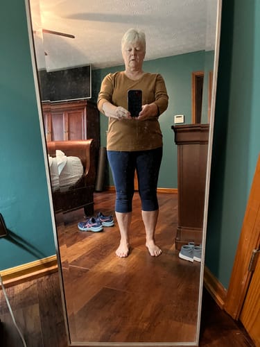 Customer photo review of Elena 3/4 Sleeve V Neck • Final Sale Deals! - Sahara Dust