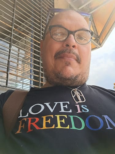 Customer photo review of Love is Freedom Unisex T-shirt