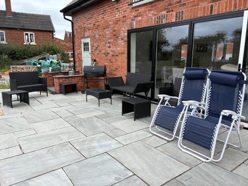 Customer photo review of Kandala Grey Indian Sandstone Paving - 22mm Patio Pack - Mixed Sizes - Hand Cut & Riven