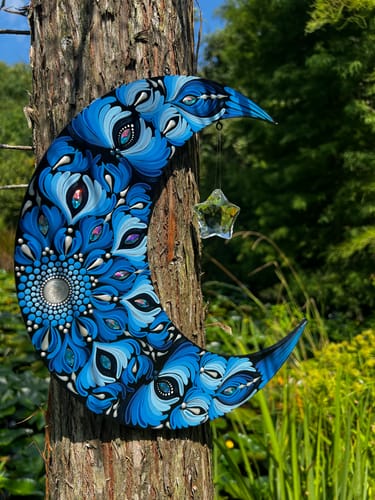 Customer photo review of Unfinished Wood Crescent Moon Shape | DIY Celestial Night Sky Craft Cutout | Up to 36"