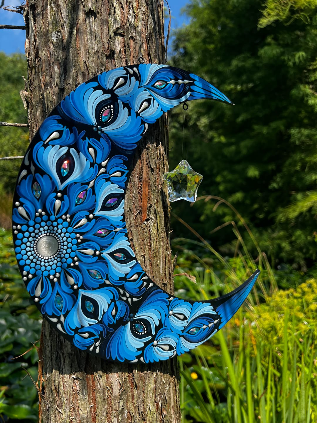 Customer photo review of Unfinished Wood Crescent Moon Shape | DIY Celestial Night Sky Craft Cutout | Up to 36"