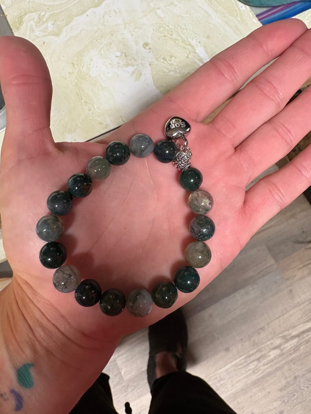 Customer photo review of Rainbow Tiger Eye Keepsake Urn Heart Bracelet - Fill at Home