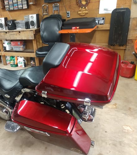 Customer photo review of HR3 Velocity Red Sunglo 2016S 5.5" Razor Style Tour Pack Luggage For 14-24 Harley Touring