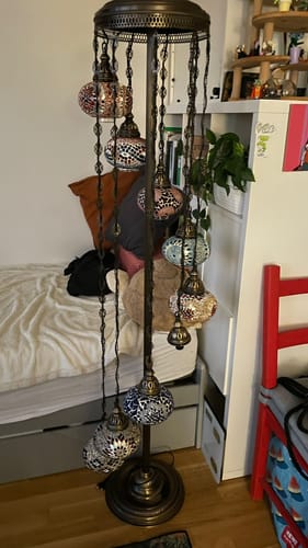 Customer photo review of 9 BALL TURKISH MOSAIC FLOOR LAMP WITH LARGE GLOBES