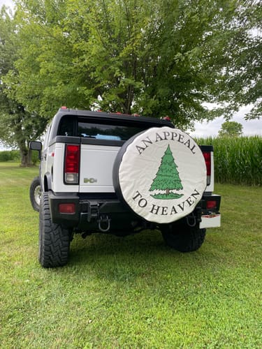 Customer photo review of Custom Spare Tire Cover for Jeep, RV, Bronco Camper, Trailer, & More