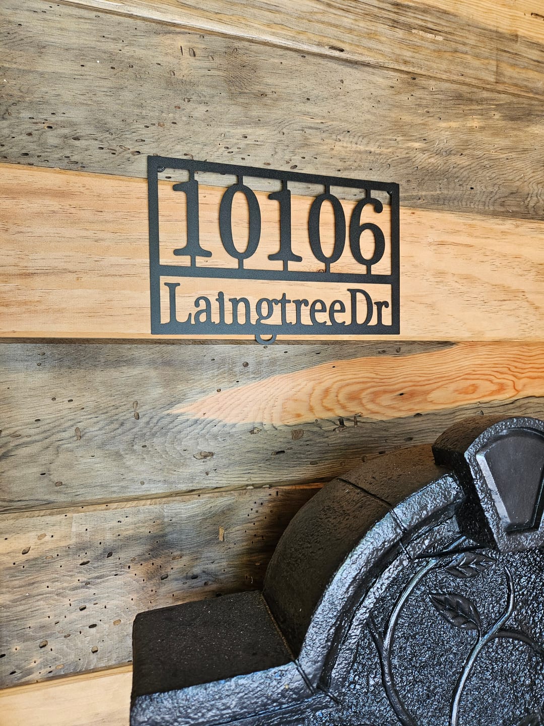 Customer photo review of Home Address Plaque - 3 Sizes - Personalized Metal Street Name and House Numbers Sign