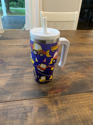 Customer photo review of Construction Vehicles Spill Proof Kids CREWCUP 20oz