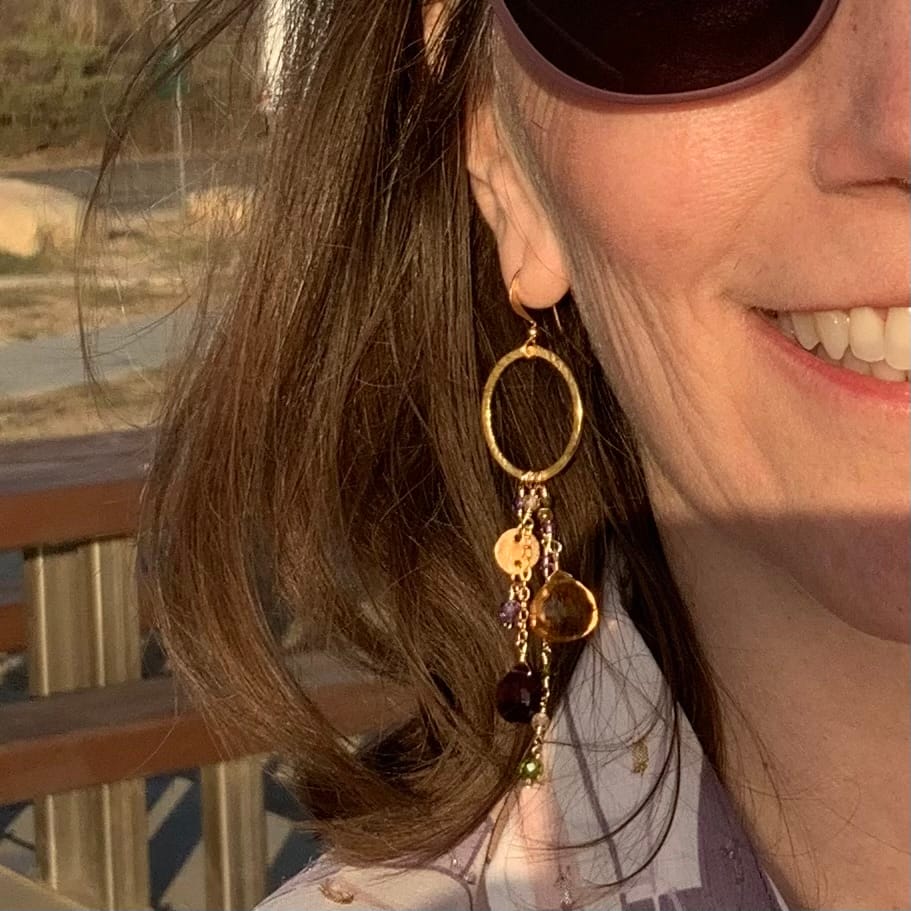 Customer photo review of Amethyst & Citrine Ammil Earrings