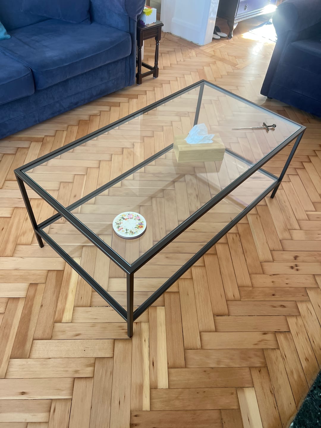 Customer photo review of Madison Glass Metal Coffee Table - Dark Bronze